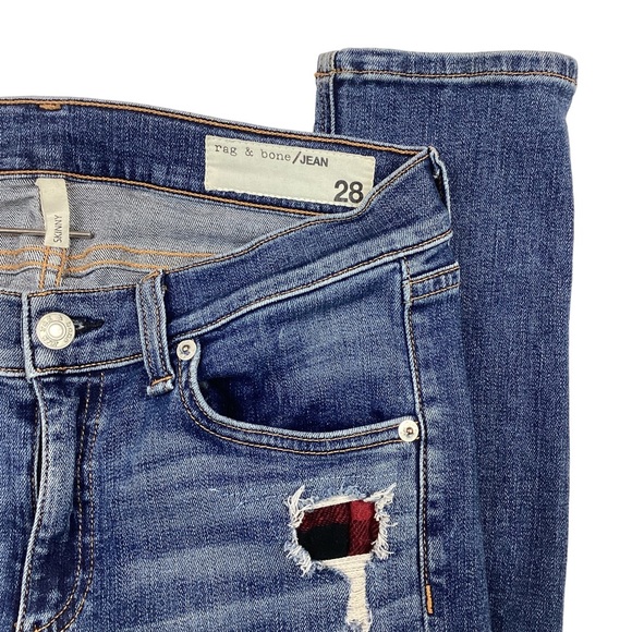 Rag & Bone Skinny Jeans Sloan Plaid Repair - Picture 8 of 13